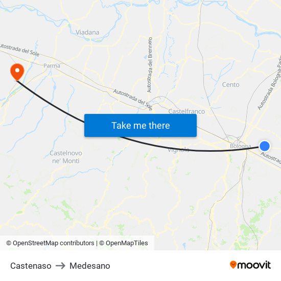 Castenaso to Medesano map