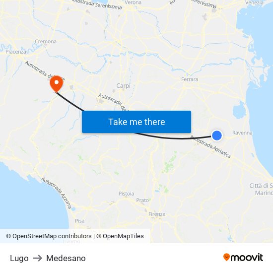 Lugo to Medesano map