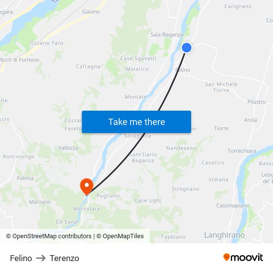 Felino to Terenzo map