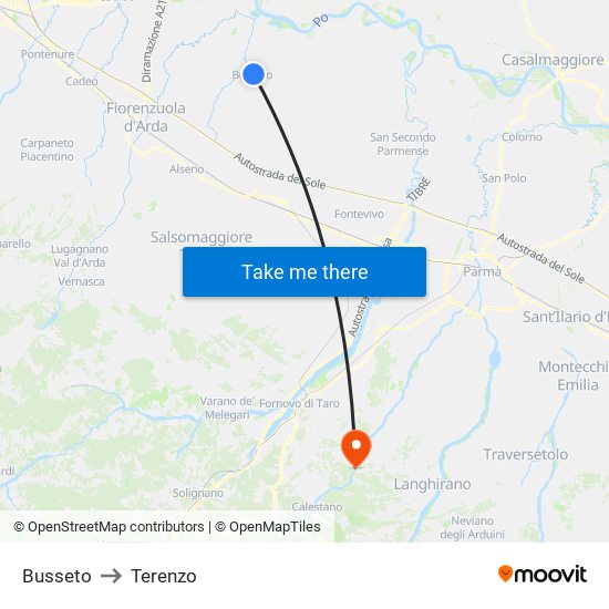 Busseto to Terenzo map