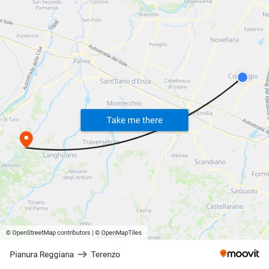 Pianura Reggiana to Terenzo map