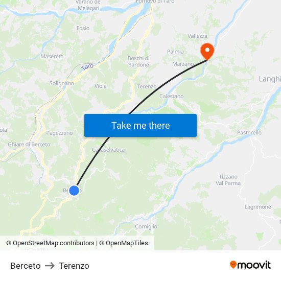 Berceto to Terenzo map