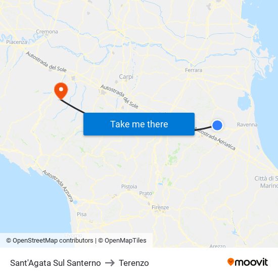 Sant'Agata Sul Santerno to Terenzo map