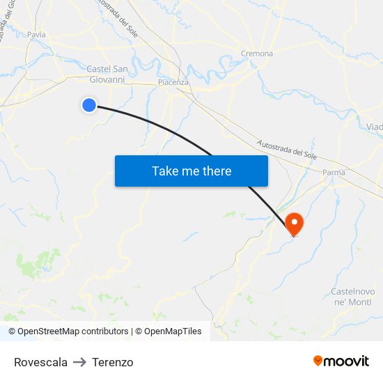 Rovescala to Terenzo map