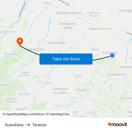 Scandiano to Terenzo map