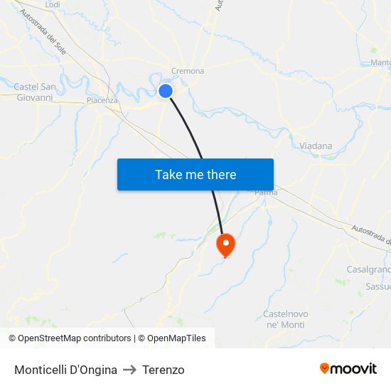 Monticelli D'Ongina to Terenzo map