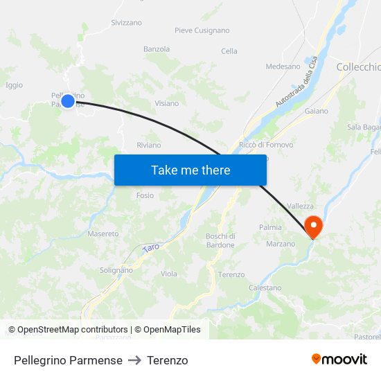 Pellegrino Parmense to Terenzo map