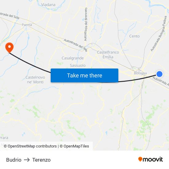 Budrio to Terenzo map