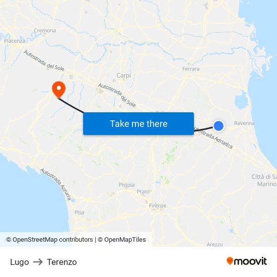 Lugo to Terenzo map