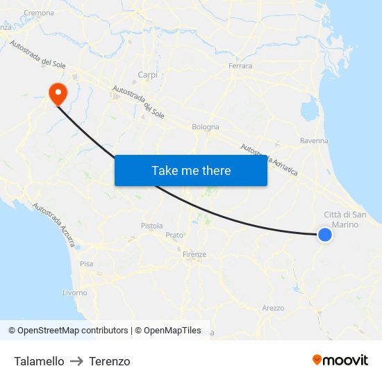 Talamello to Terenzo map