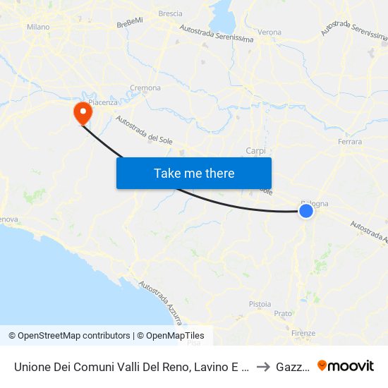 Unione Dei Comuni Valli Del Reno, Lavino E Samoggia to Gazzola map