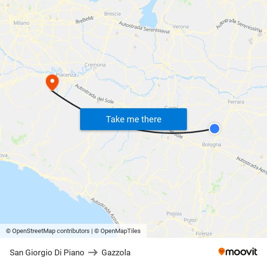 San Giorgio Di Piano to Gazzola map