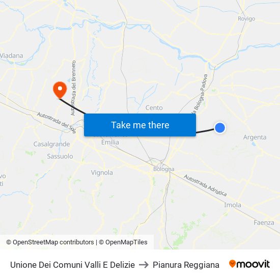 Unione Dei Comuni Valli E Delizie to Pianura Reggiana map