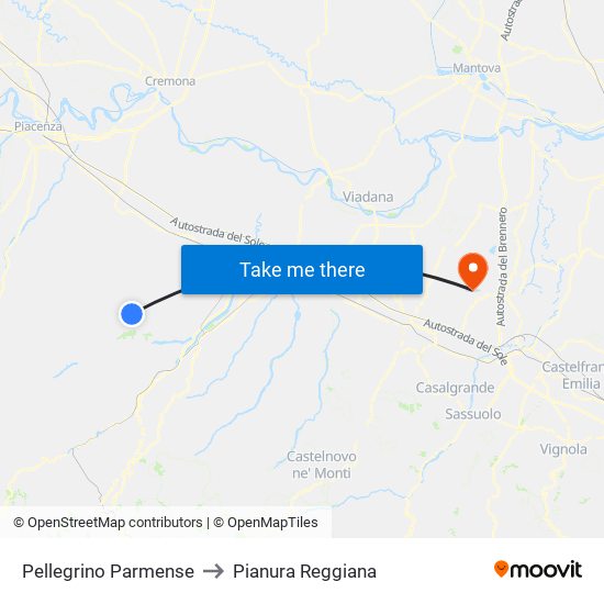 Pellegrino Parmense to Pianura Reggiana map