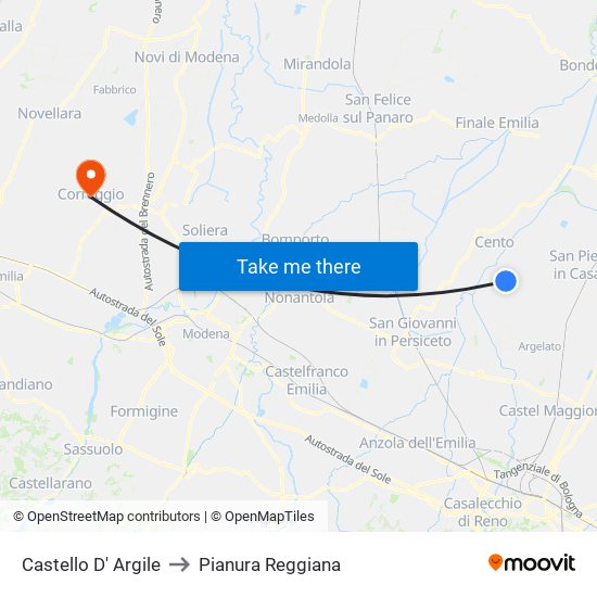 Castello D' Argile to Pianura Reggiana map