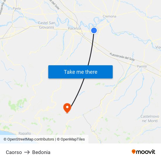 Caorso to Bedonia map