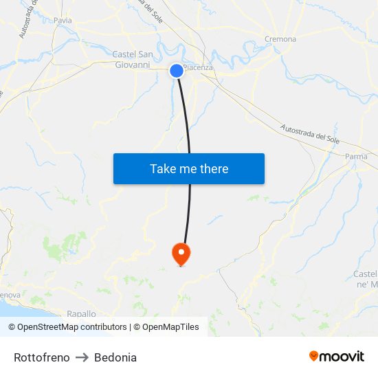 Rottofreno to Bedonia map