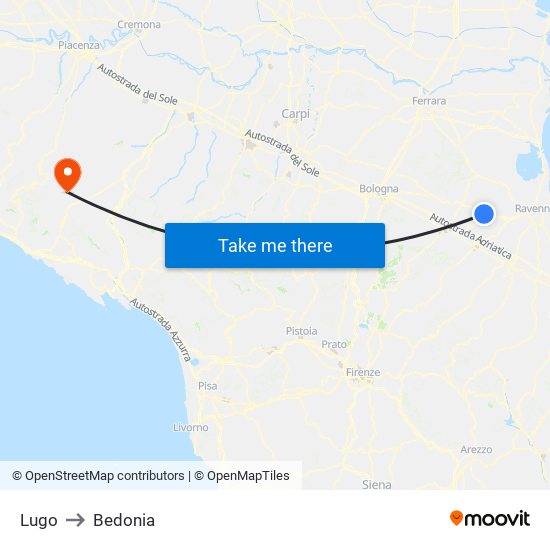 Lugo to Bedonia map