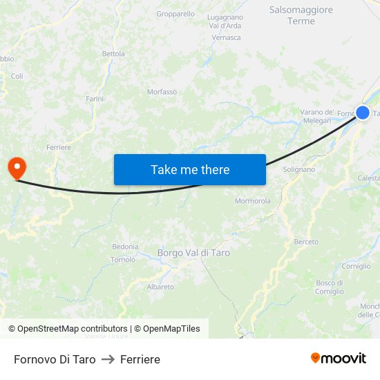 Fornovo Di Taro to Ferriere map