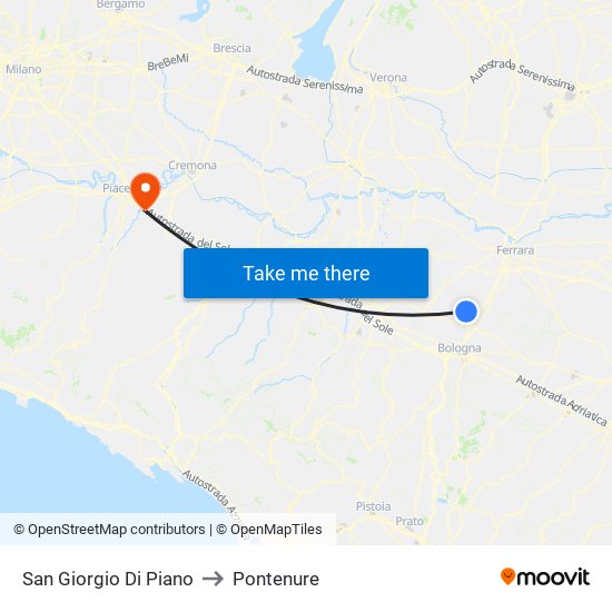 San Giorgio Di Piano to Pontenure map
