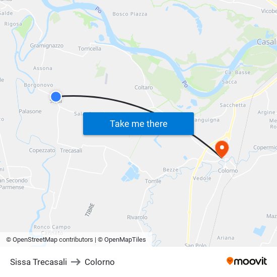 Sissa Trecasali to Colorno map