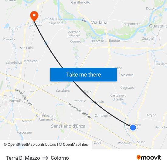 Terra Di Mezzo to Colorno map