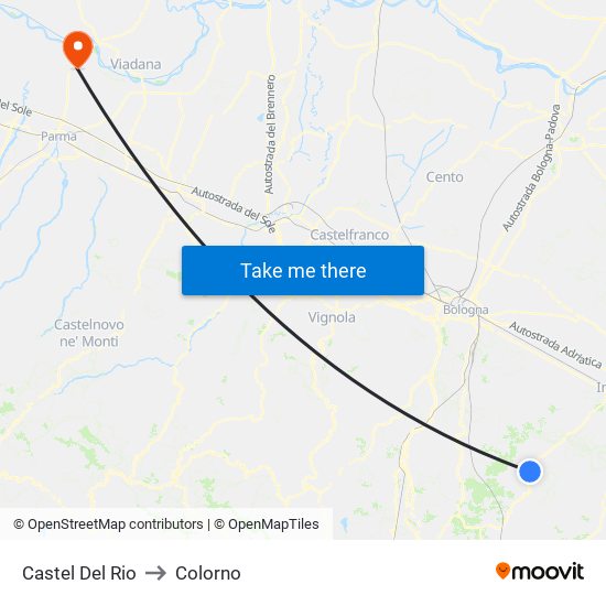 Castel Del Rio to Colorno map