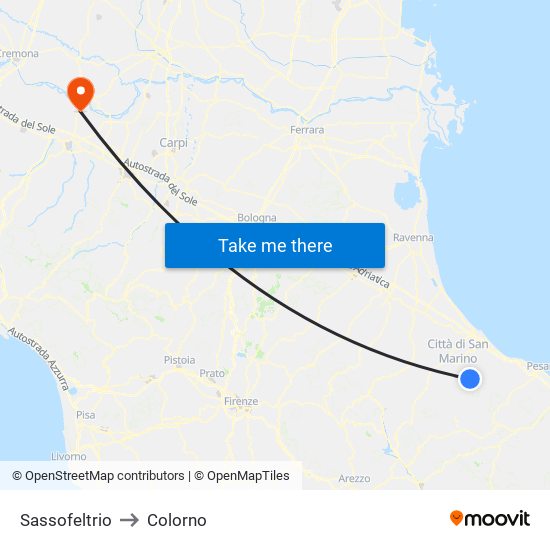 Sassofeltrio to Colorno map