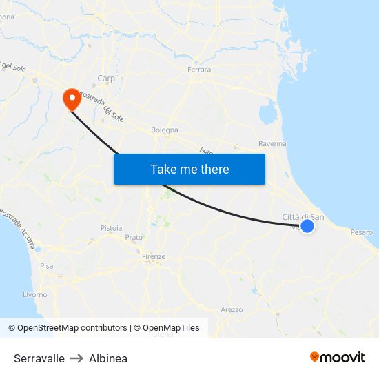 Serravalle to Albinea map