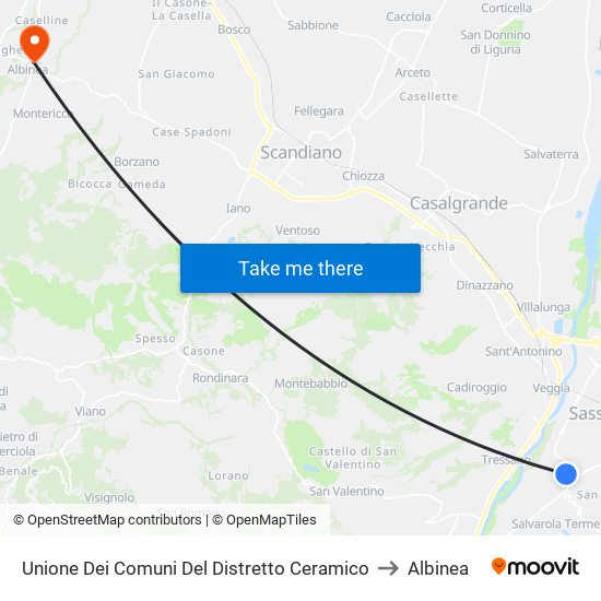 Unione Dei Comuni Del Distretto Ceramico to Albinea map