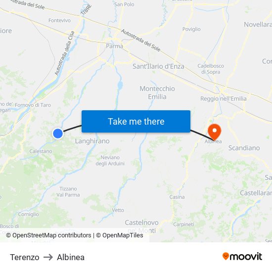 Terenzo to Albinea map