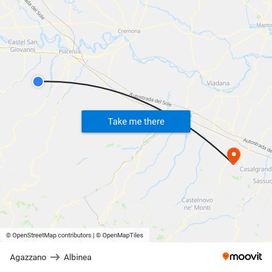 Agazzano to Albinea map