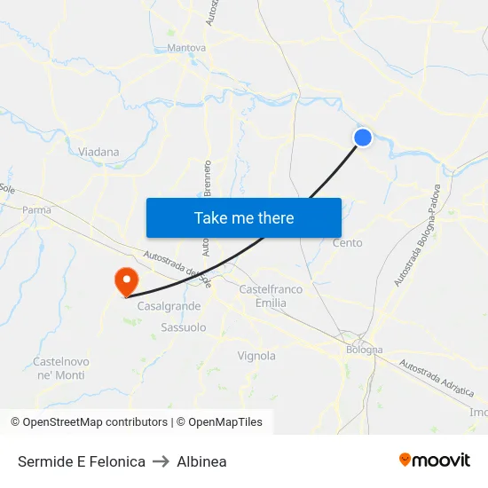 Sermide E Felonica to Albinea map