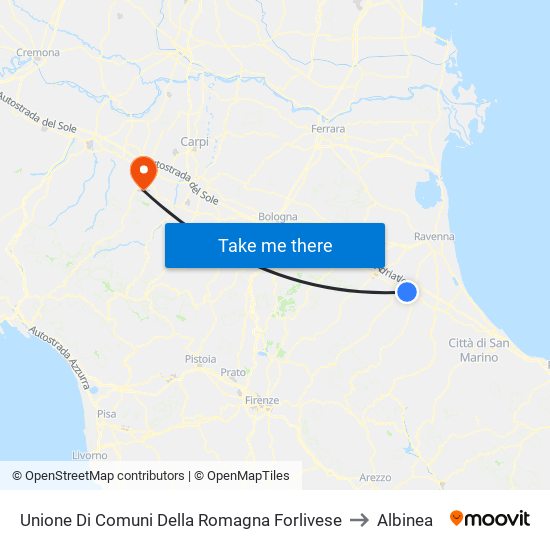 Unione Di Comuni Della Romagna Forlivese to Albinea map