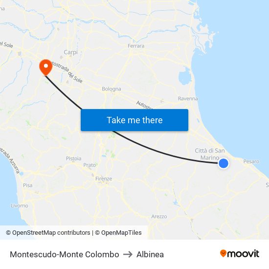 Montescudo-Monte Colombo to Albinea map