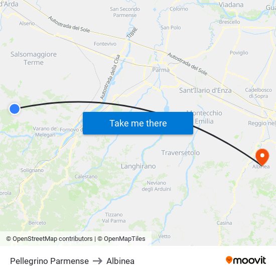 Pellegrino Parmense to Albinea map