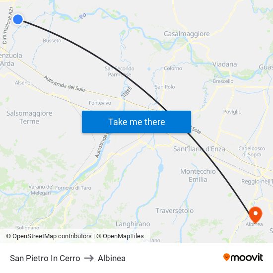 San Pietro In Cerro to Albinea map