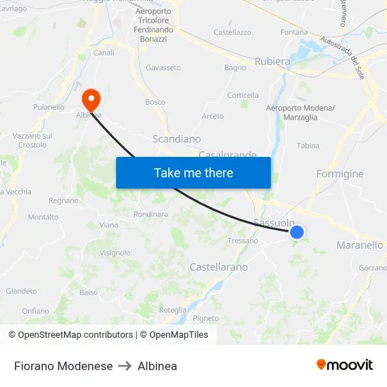 Fiorano Modenese to Albinea map