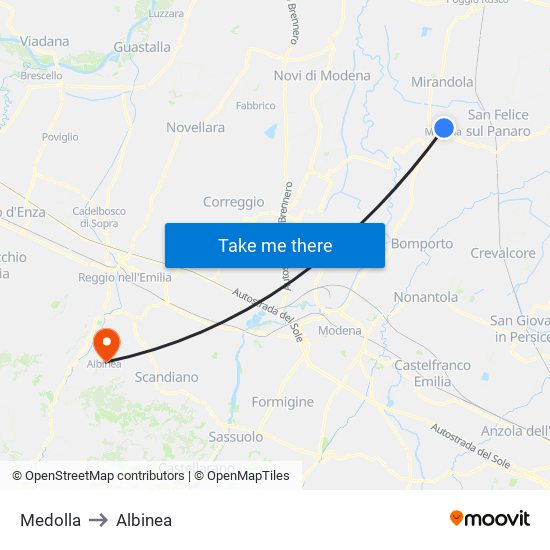 Medolla to Albinea map