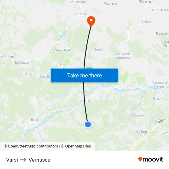 Varsi to Vernasca map