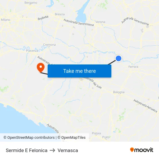 Sermide E Felonica to Vernasca map