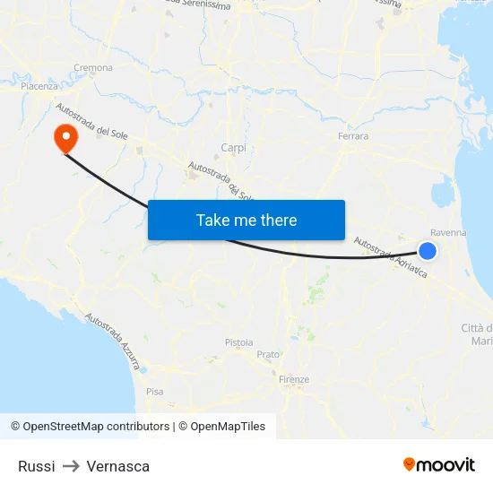 Russi to Vernasca map