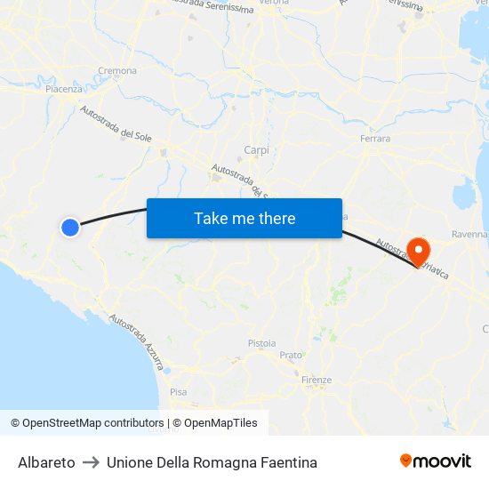 Albareto to Unione Della Romagna Faentina map