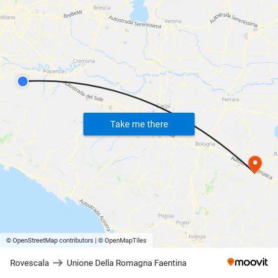 Rovescala to Unione Della Romagna Faentina map