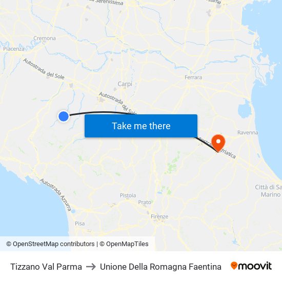 Tizzano Val Parma to Unione Della Romagna Faentina map