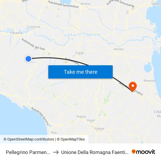 Pellegrino Parmense to Unione Della Romagna Faentina map