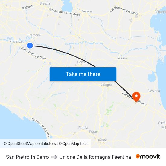 San Pietro In Cerro to Unione Della Romagna Faentina map