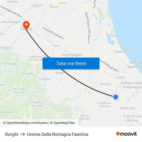 Borghi to Unione Della Romagna Faentina map