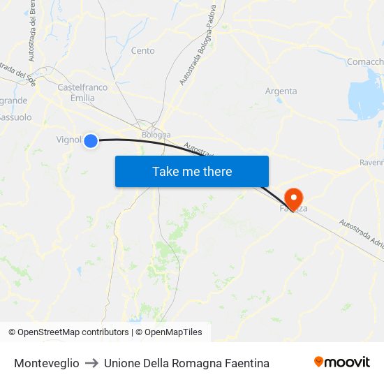 Monteveglio to Unione Della Romagna Faentina map