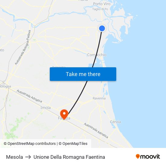 Mesola to Unione Della Romagna Faentina map